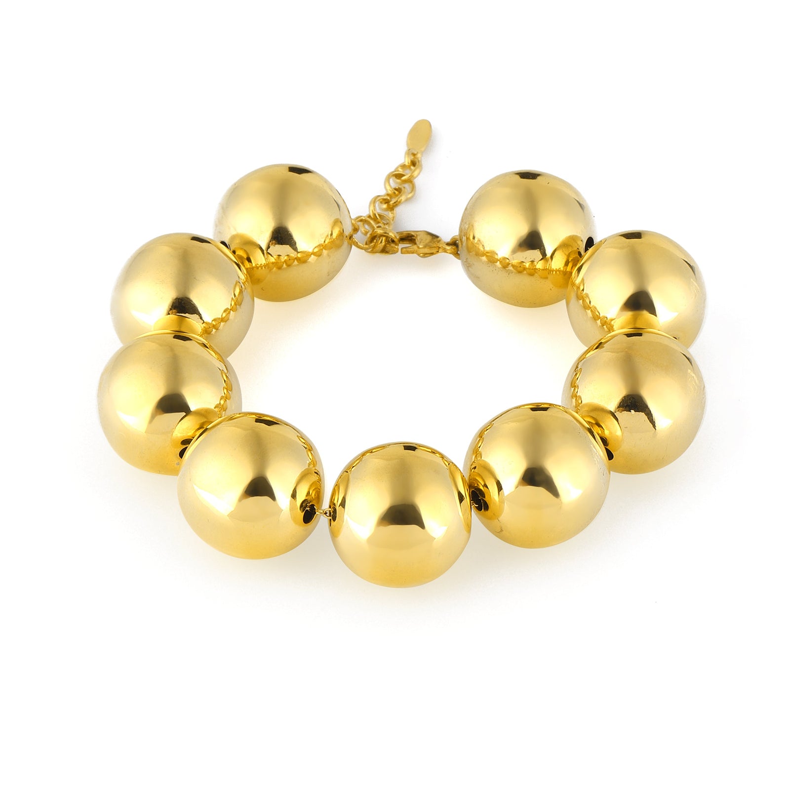 9ct Yellow Gold 8mm Handmade Double Link Roller Ball Bracelet | Buy Online  | Free Insured UK Delivery