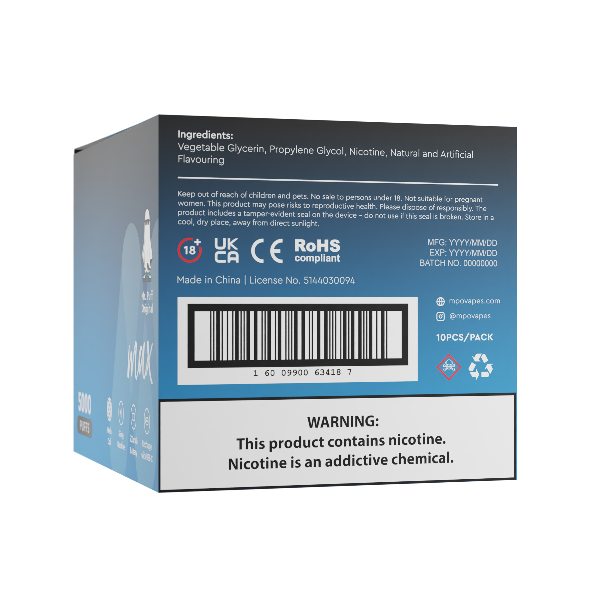 Max (5000 Puffs) - Blue Slushi (10 Pack)
