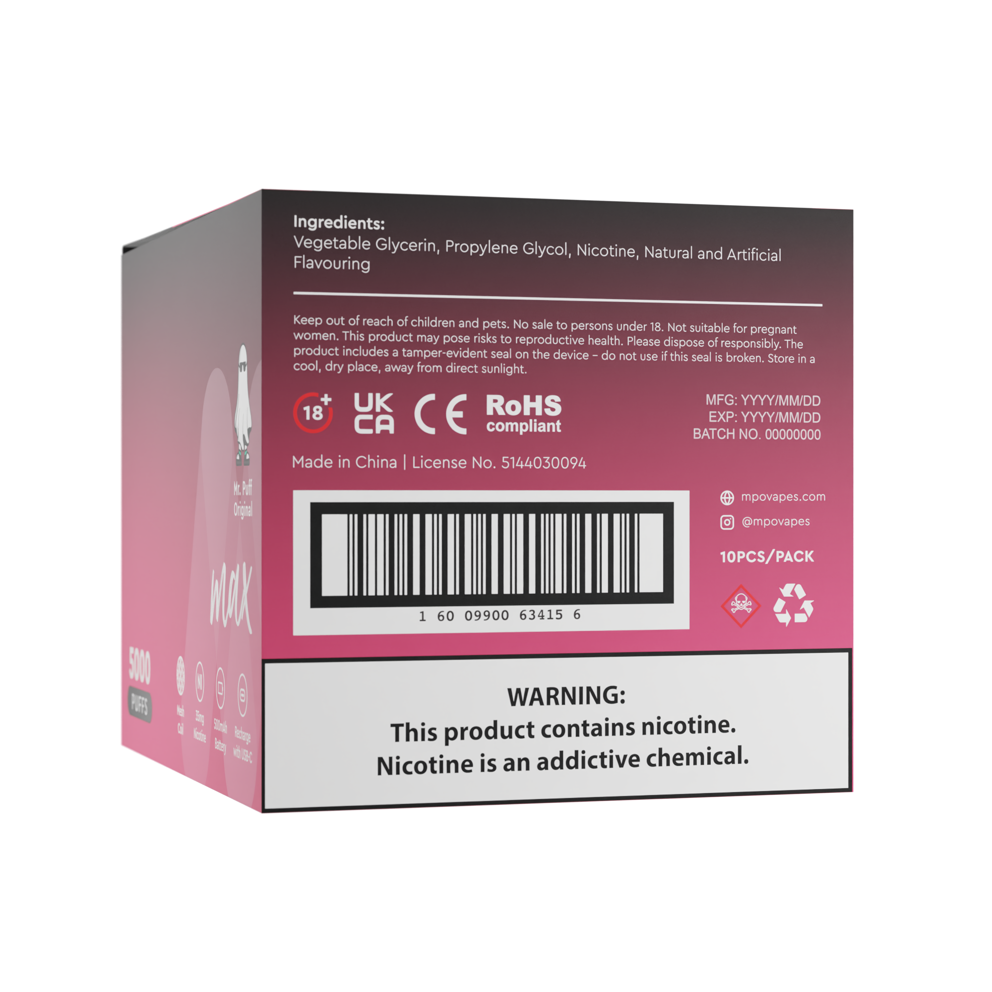 Max (5000 Puffs) - Fuji Apple Ice (10 Pack)