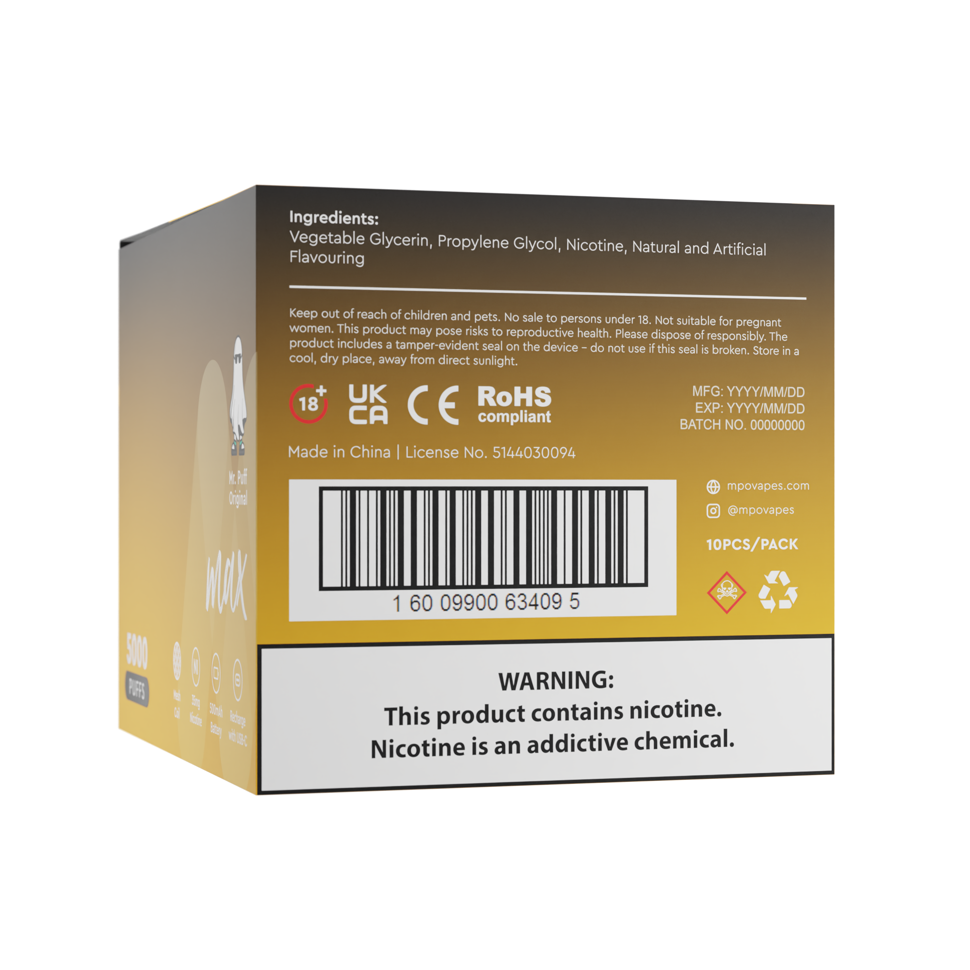 Max (5000 Puffs) - Kiwi, Passion Fruit & Guava (10 Pack)