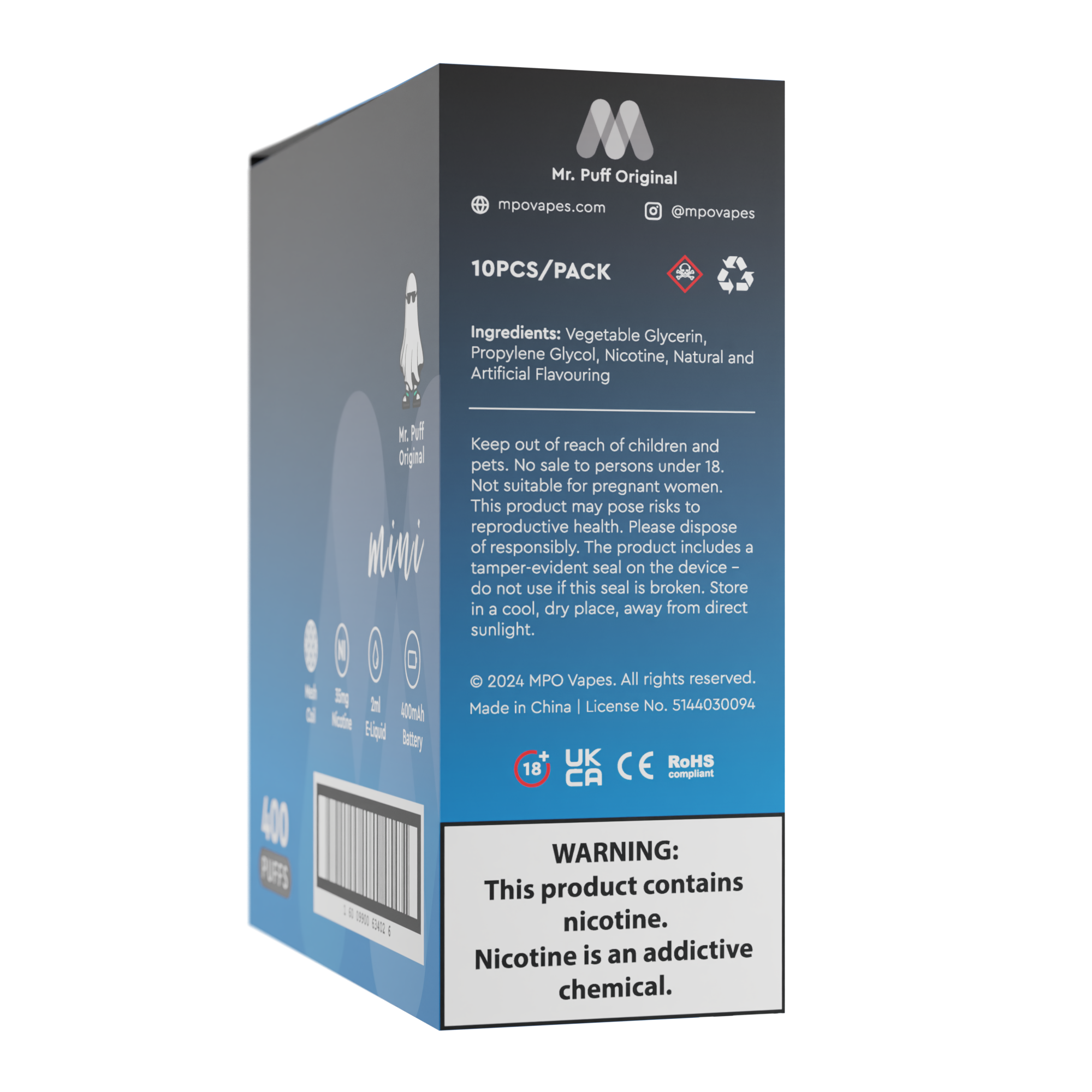 Mini (400 Puffs) - Blue Raz Lemonade (10 Pack)