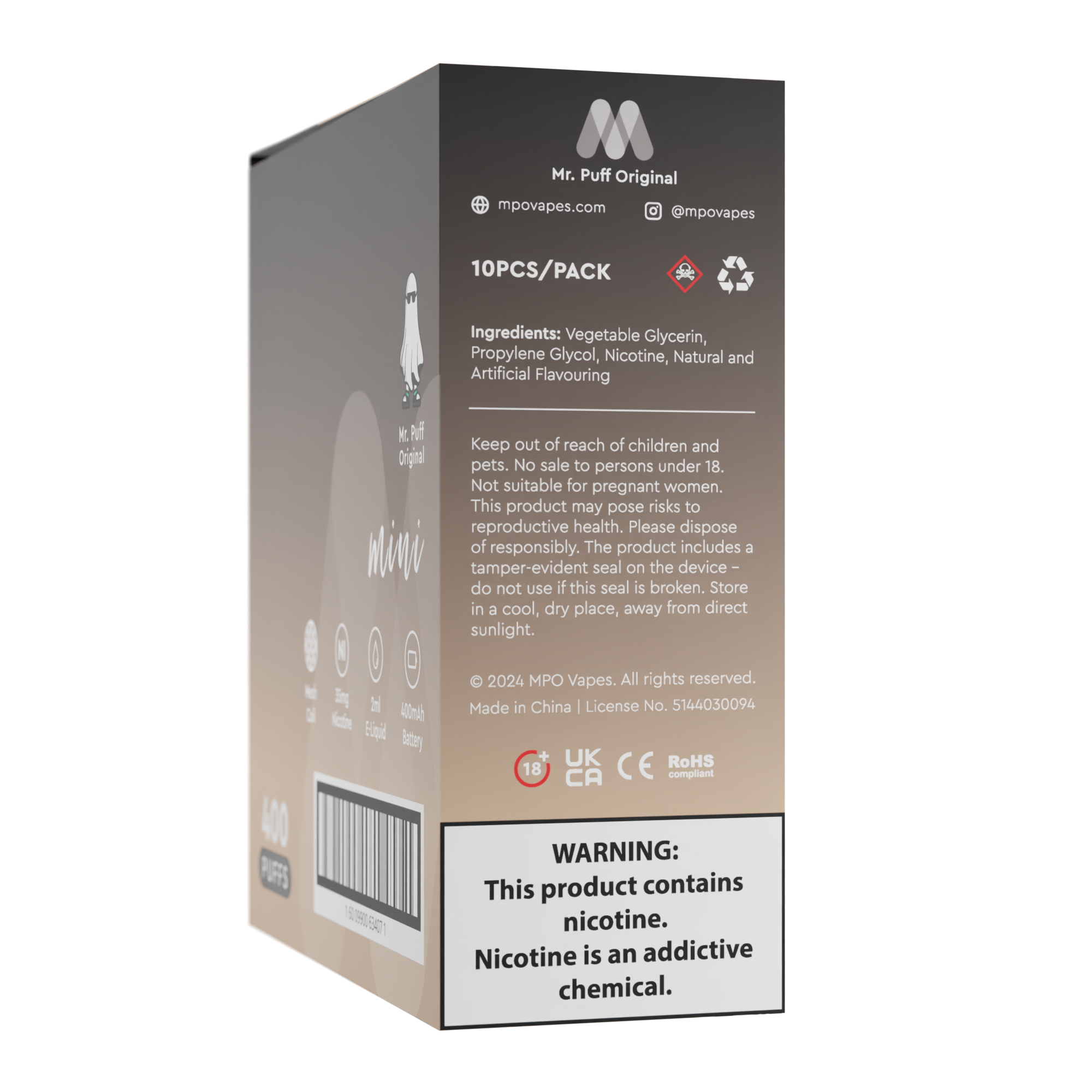 Mini (400 Puffs) - Latte Coffee (10 Pack)