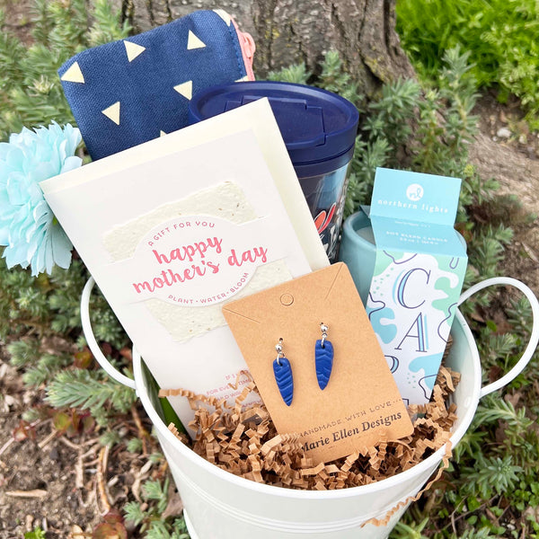 Mother's Day Gift basket with card, candle, coffee mug, etc  - The Imagination Spot 