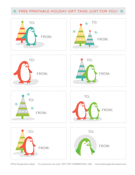 Free printable Holiday Gift Tags - Penguins