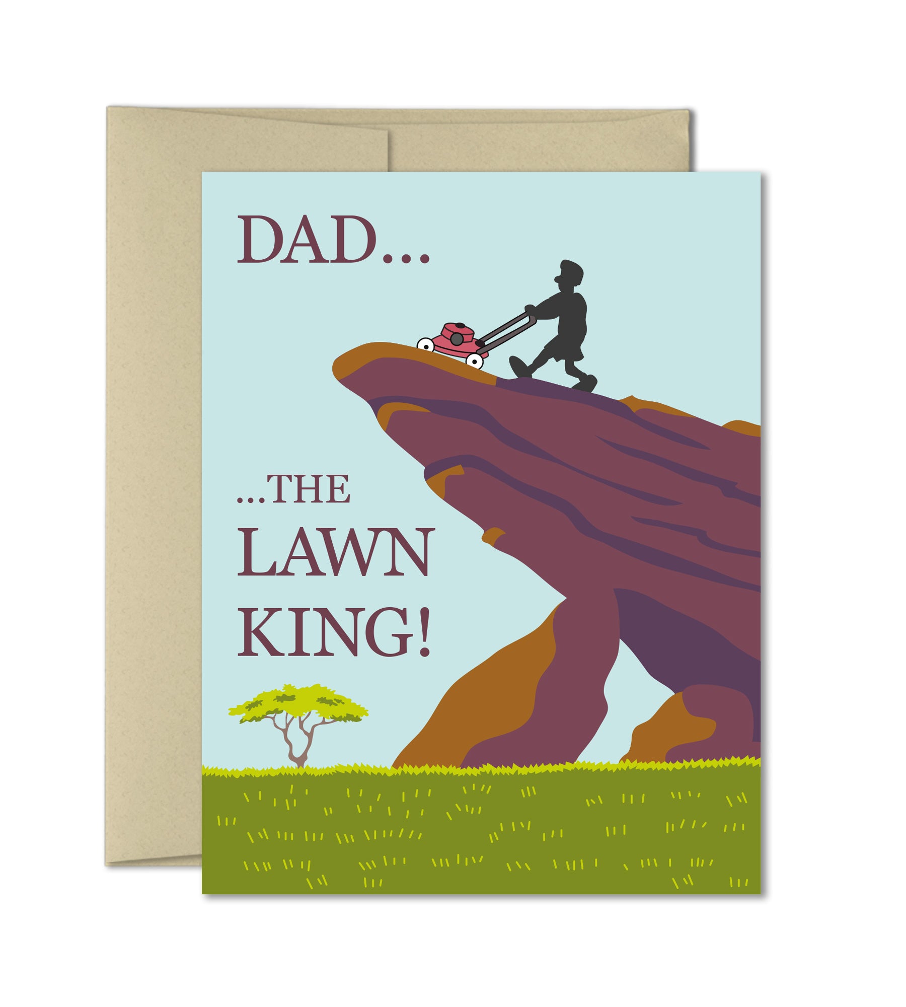 Humorous Father's Day Card - Funny cards for dad - The Lawn King - The Imagination Spot