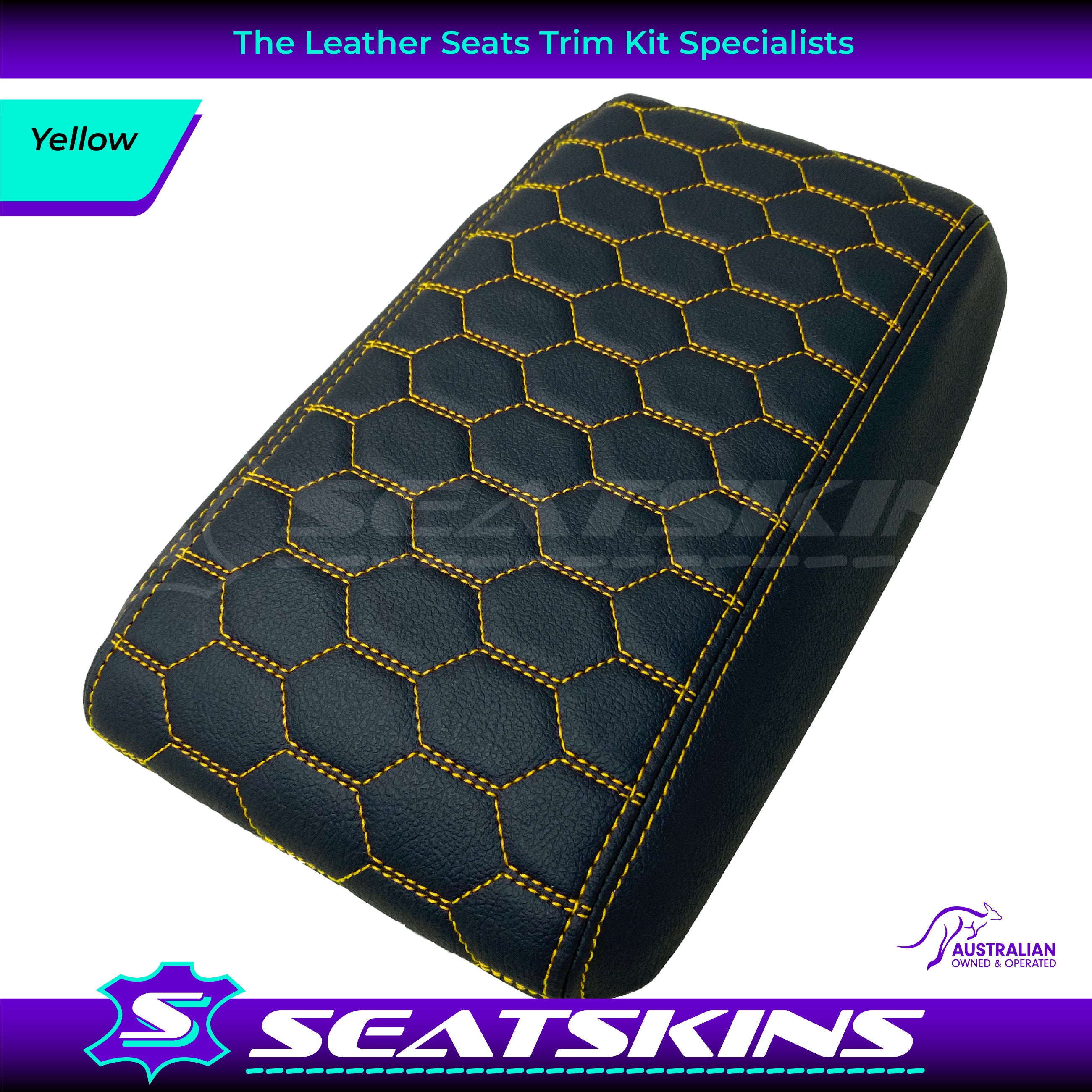 CONSOLE COVER ARM REST CUSTOM TO FIT HOLDEN VY VZ HEXAGON STITCH CHOOSE COLOUR - Picture 12 of 18
