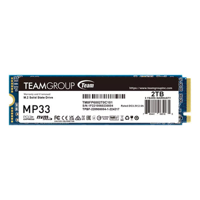 TeamGroup MP33 2TB NVMe PCIe Gen3x4 M.2 2280 SSD Internal Solid State Drive with 5 Year Warranty