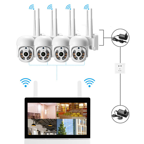 3MP Network Camera 4CH 8CH H.265 12.5Inch Screen NVR Surveillance System Wireless Smart Home Security Security Camera EseeCloud -MackTechBiz