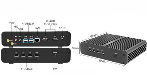 Fanless Intel Mini PC Core i7 1255U i5 1235U  Gaming Office  Micro Desktop Computer 8*USB HD DP 4K - MackTechBiz