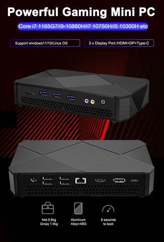 Intel i7 8750H i5 10200H/10300H Gaming Mini PC Triple Display Dual M.2 SSD NVME - MackTechBiz