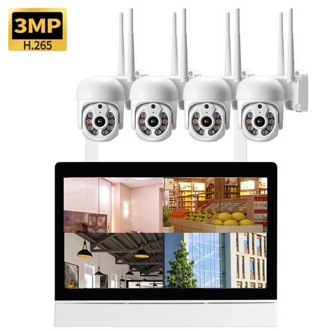 3MP Network Camera 4CH 8CH H.265 12.5Inch Screen NVR Surveillance System Wireless Smart Home Security Security Camera EseeCloud  - MackTechBiz