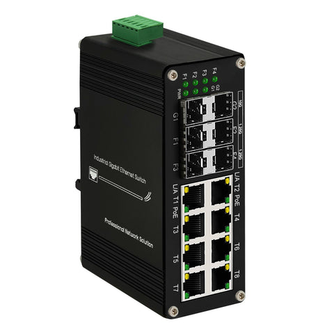 Mini Industrial 8-Port 10 100 1000T 802.3at PoE 6-Port SFP Ethernet Switch - MackTechBiz