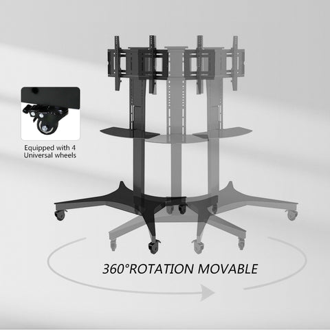 Mobile Motorized TV Lift Floor Stands Rolling TV Carts With Wheels and Shelves - MackTechBiz