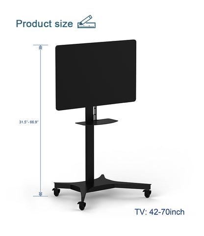 Mobile Motorized TV Lift Floor Stands Rolling TV Carts With Wheels and Shelves - MackTechBiz