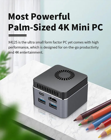 Palm-sized 4k Entertainment Mini PC UHD Graphics 600 Video Output J4125 Quad Core 4K Mini PC - MackTechBiz
