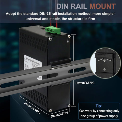 Industrial L2+ Managed PoE Switch 8 Port 10/100/1000T 802.3at To 2 Port 100/1000X SFP Din Rail Gigabit Network Switch 48VDC -MackTechBiz