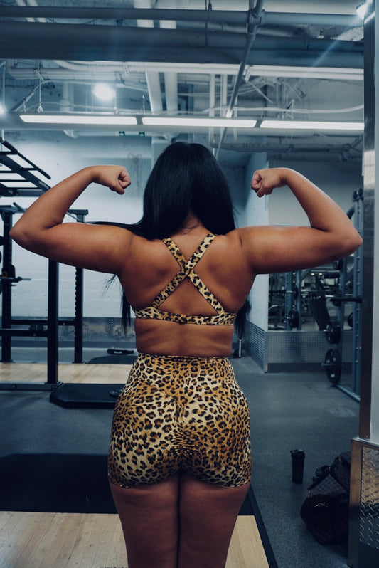 BLUE CHEETAH PRINT SPORTS BRA