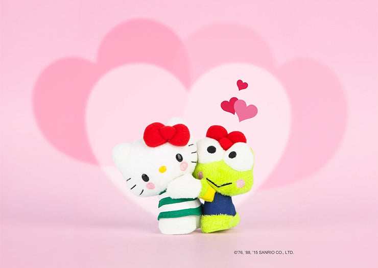 Keroppi and Hello Kitty hugging