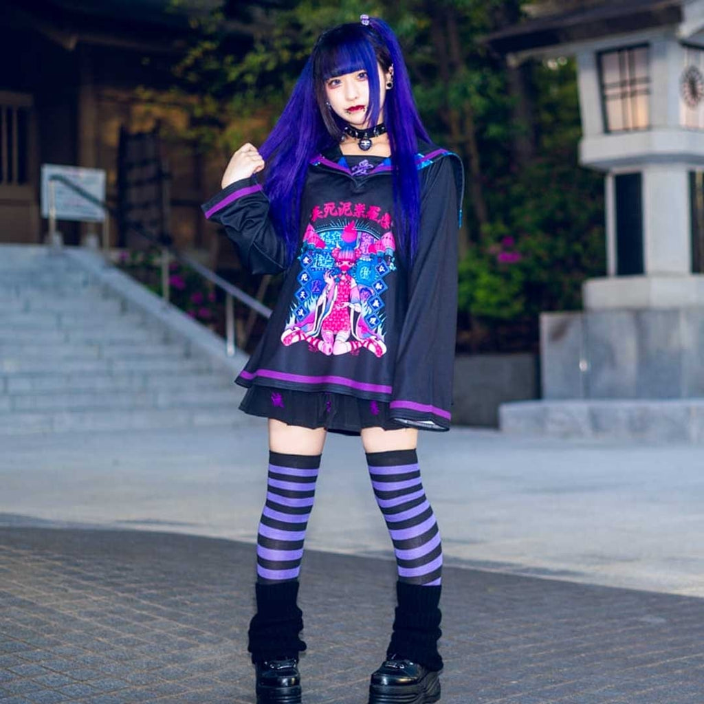 ACDC RAG Yami Kawaii Punk Menhera-chan Sailor Tee - Black
