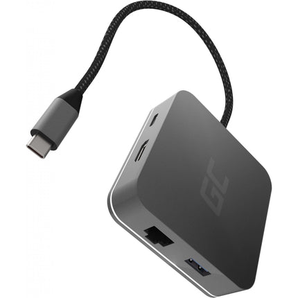 HUB 6Port Green Cell 3xUSB3.0 HDMI 4K 60Hz USB-C Ethernet Grey