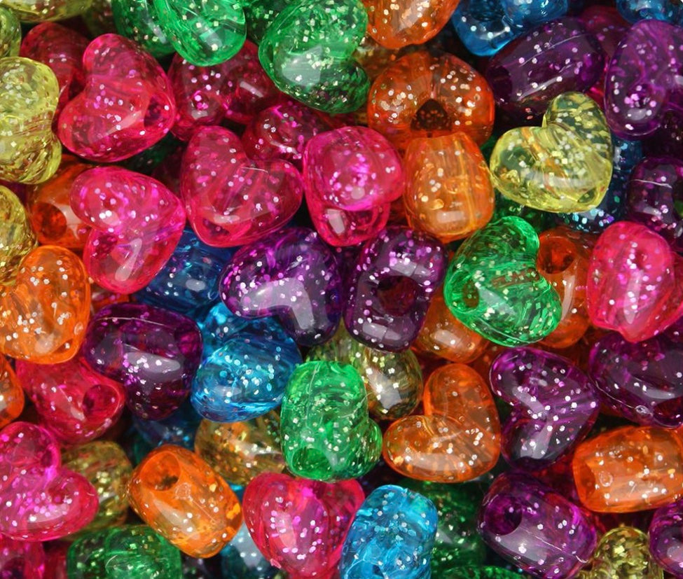 100pcs Love Heart Plastic Beads 8x8x5mm Hearts Shapes Spacer Bead