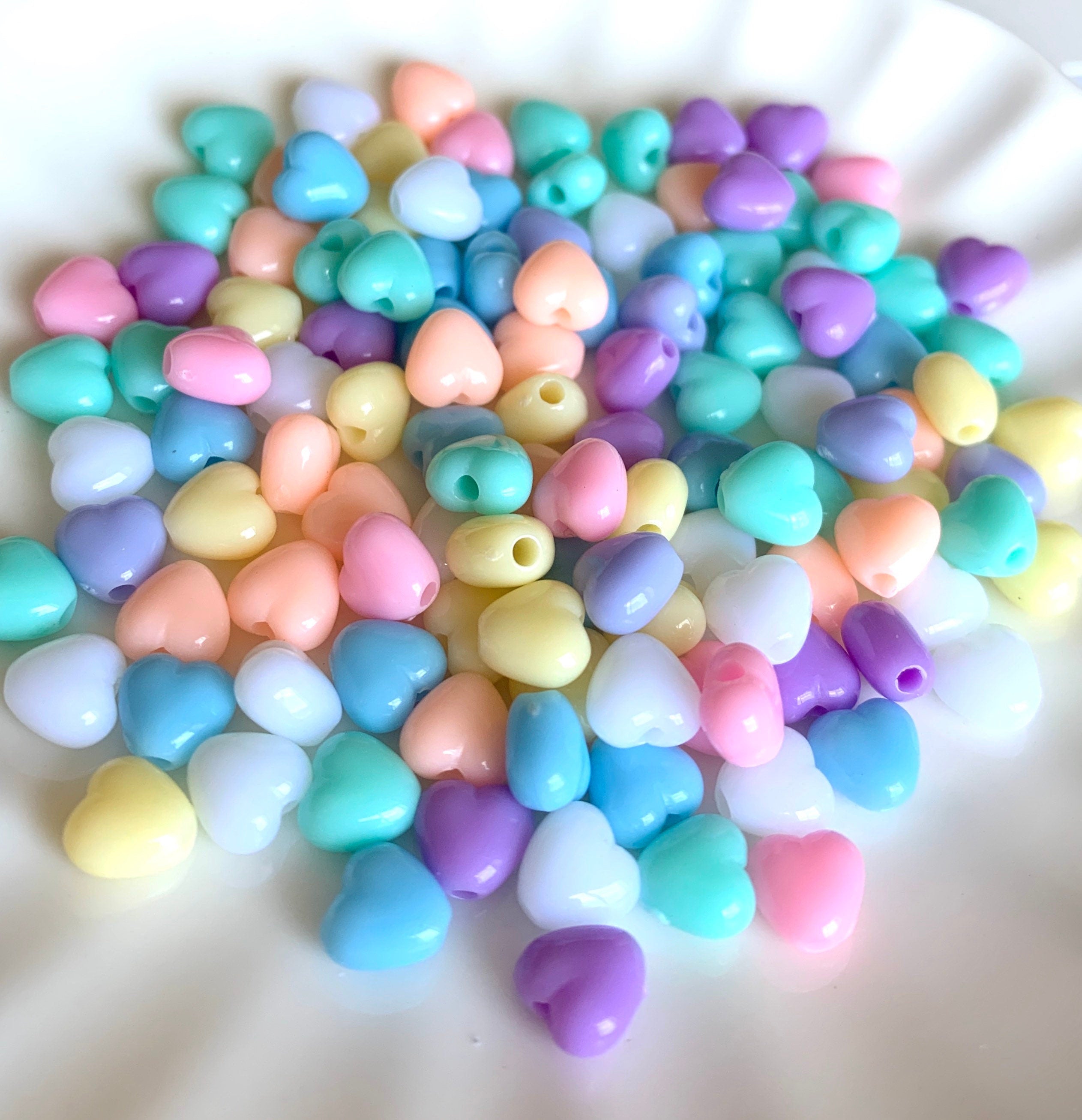 Small Pastel Heart Beads, Cute Heart Beads for Earrings, Pastel