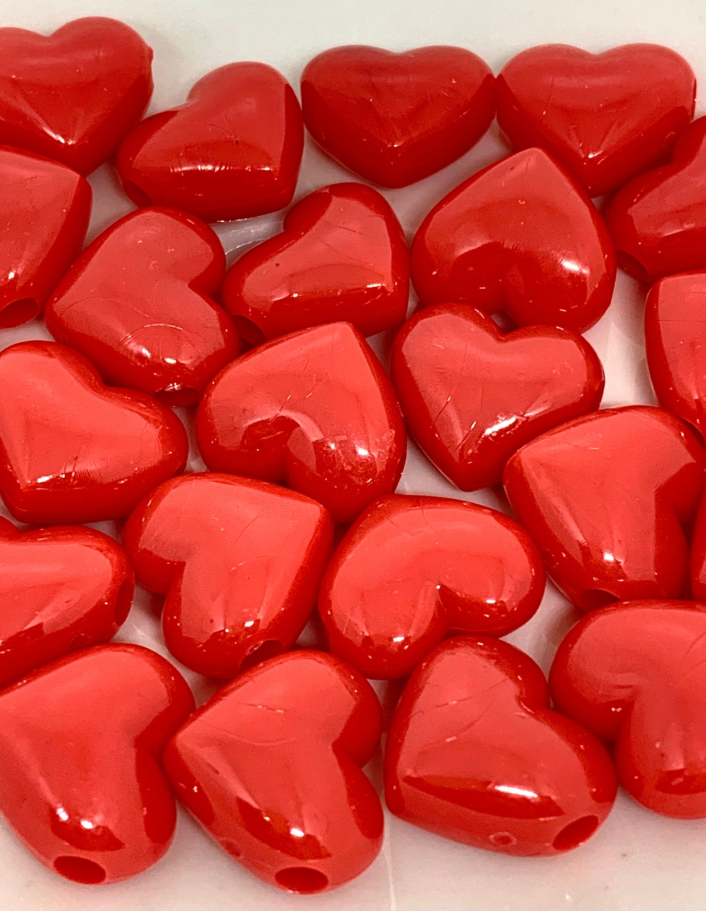 Red Glitter Heart Beads for the Holidays, Red Beads for Christmas,  Christmas Themed Beads for Garland, Red Beads for Jewelry Making, Mask