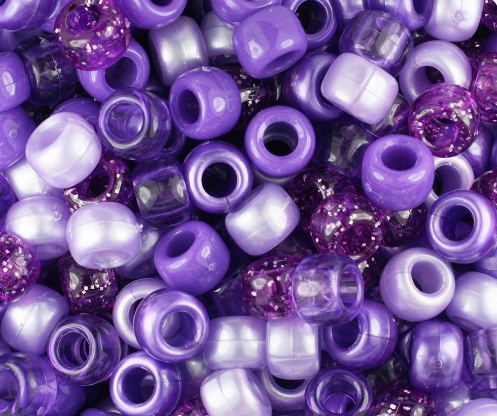 Lilac Purple and White Pony Beads, Lilac Purple Beads for Jewelry Maki