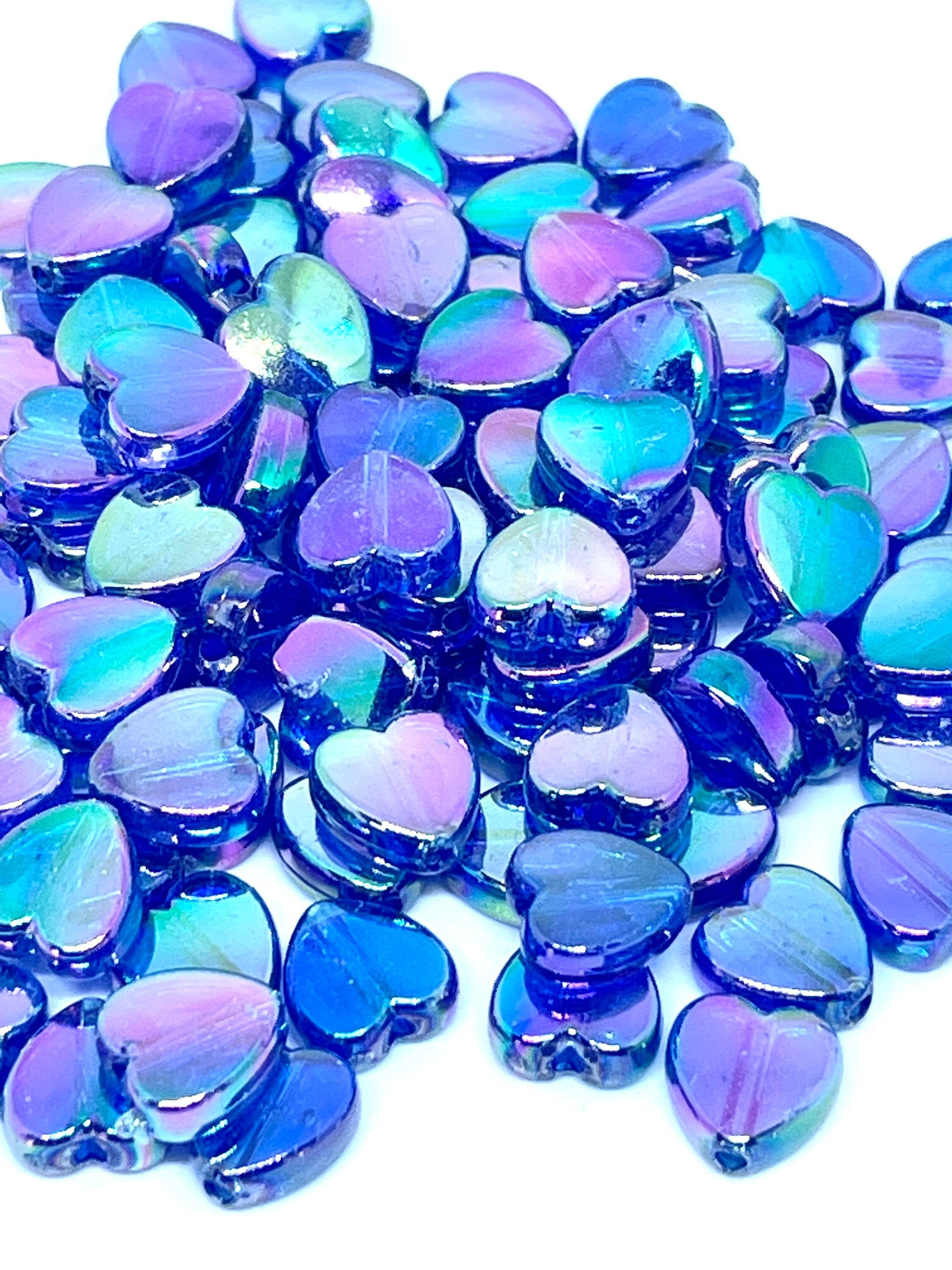 Kawaii Purple Heart Beads, 8mm Beads for Bracelet, Heart Beads for Nec