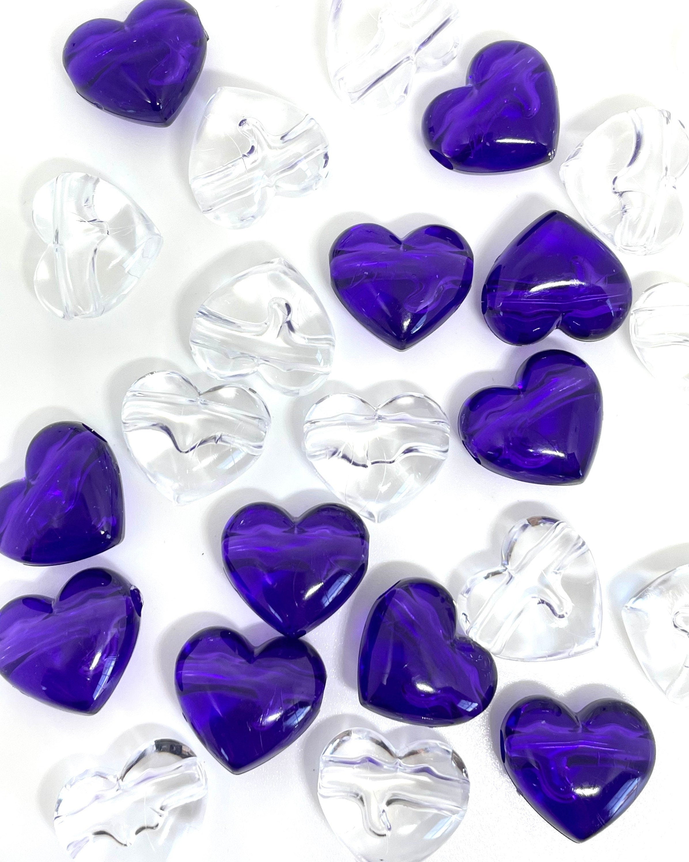 Purple Heart Charms for Jewelry Making, Lavender Purple Beads for Necklace,  Heart Beads, Dark Purple Bead Mix, Bead Set 