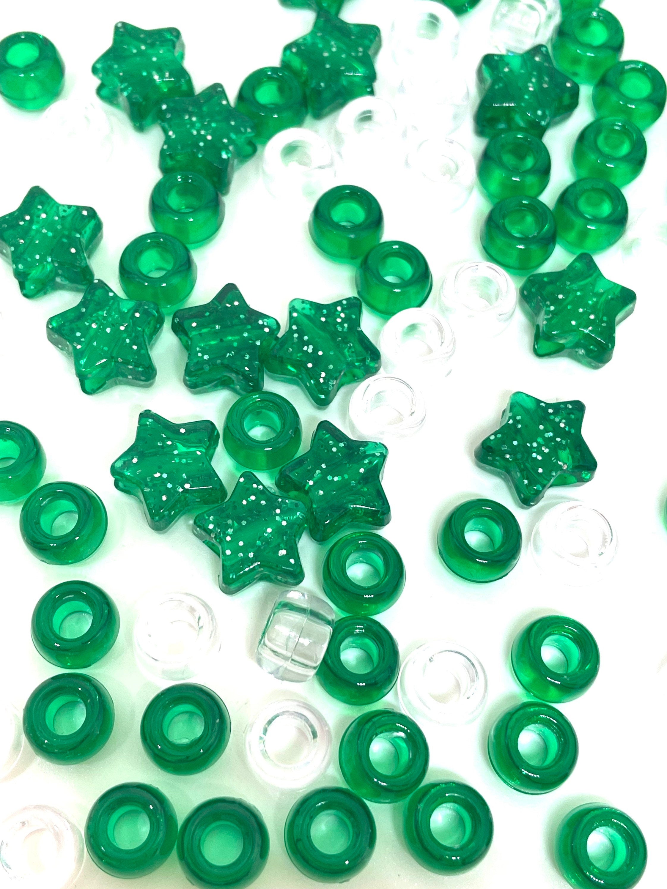 St. Patrick's Day Barrel Beads for Kandi, Clear Green Beads for Bracel