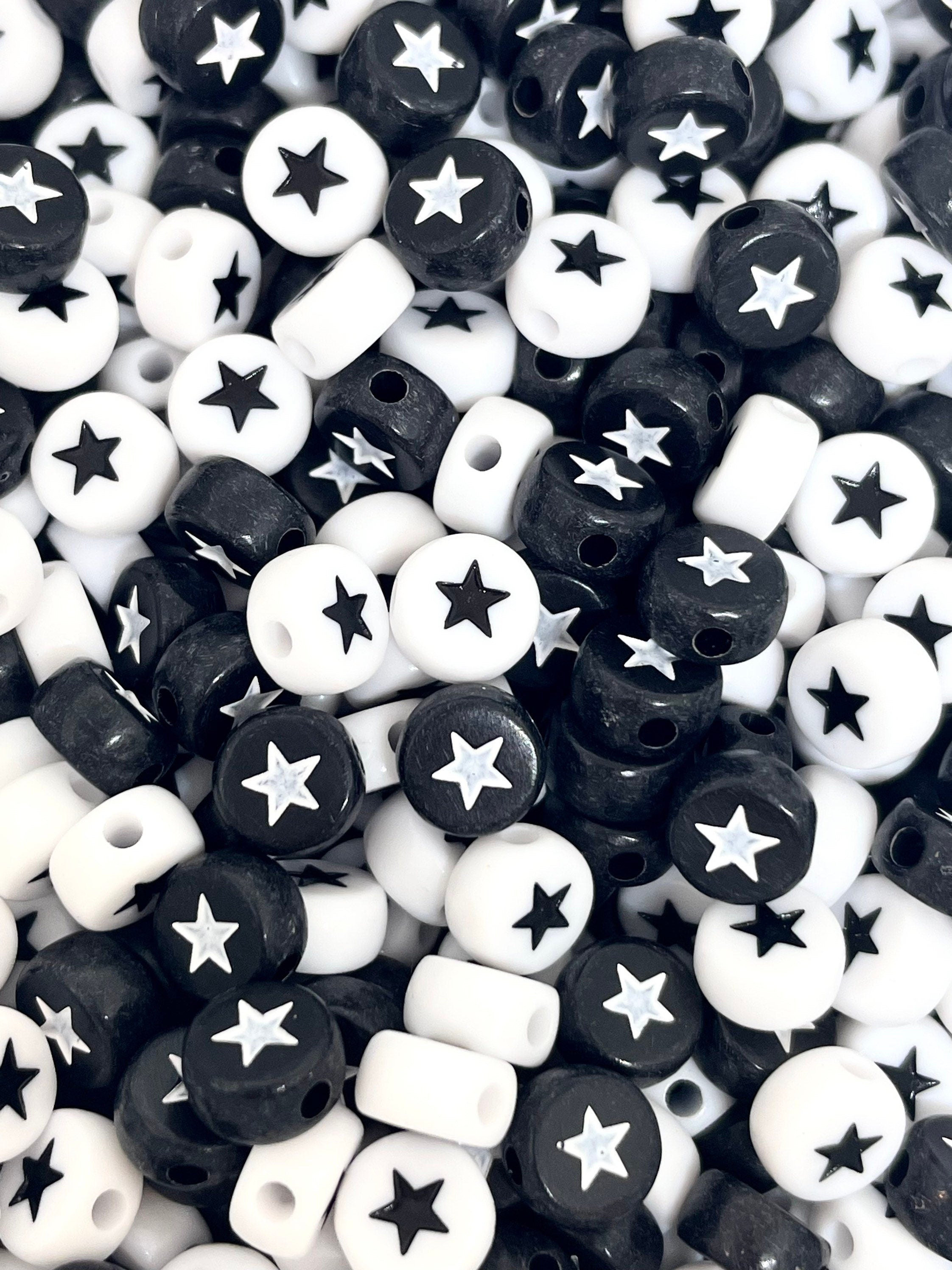 Neon Spacer Beads, Neon Heart Beads, Black Spacer Beads, Gothic Beads