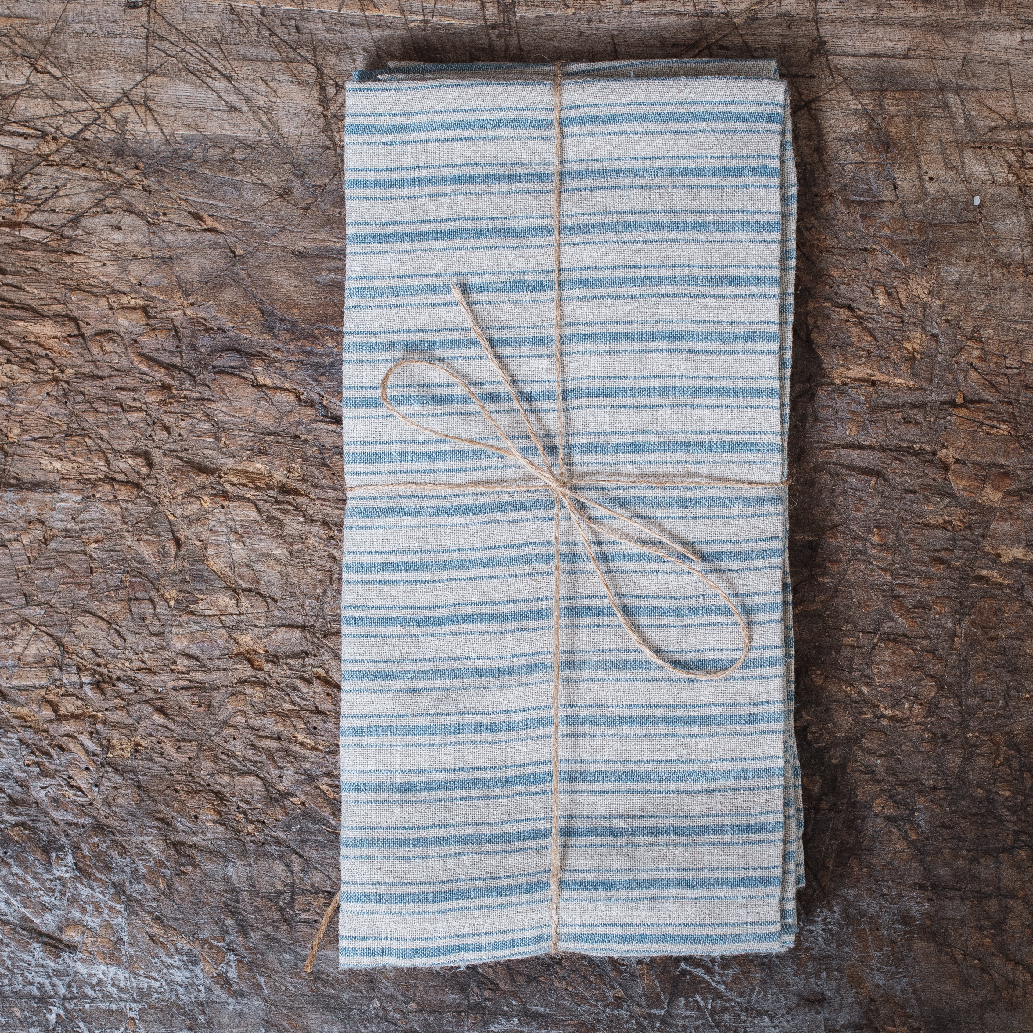 Boat Stripe Linen Towels-Set of 2-Natural and Beige