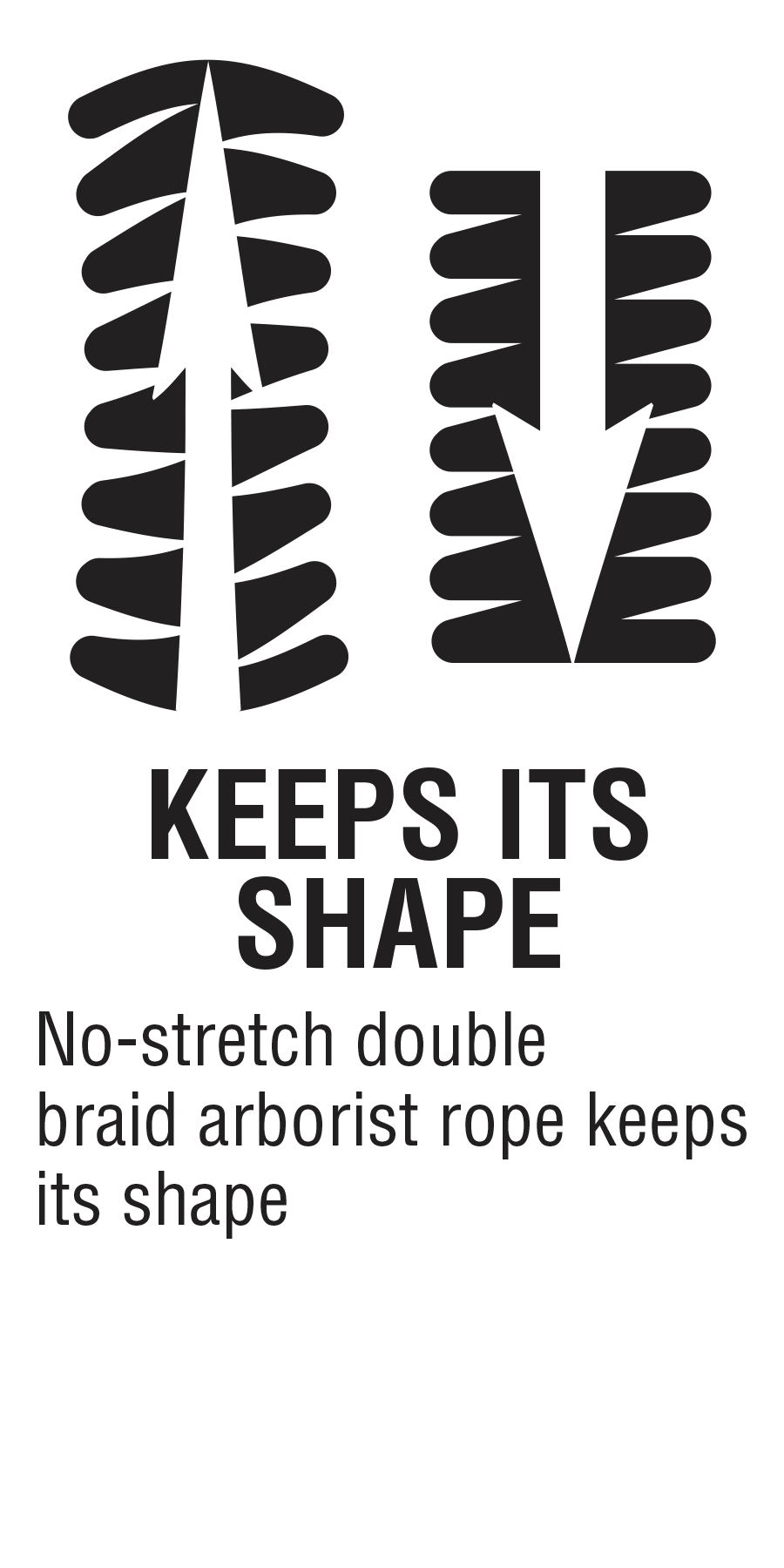 No-stretch double braid arborist rope keeps its shape