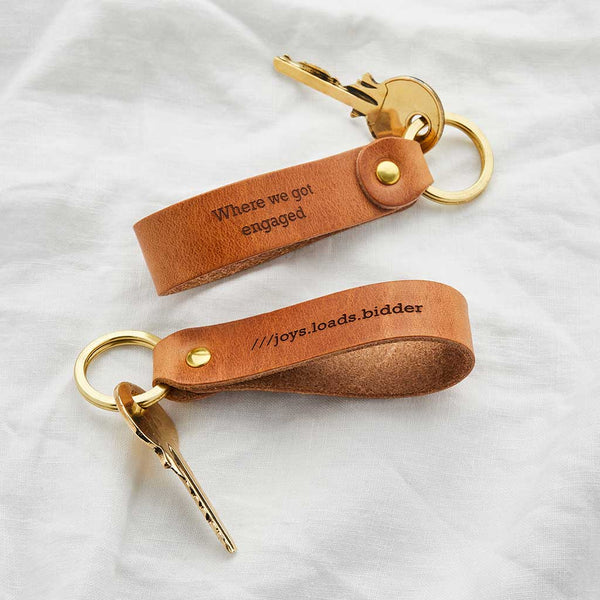 Leather Keyring with What3Words engraving - Create Gift Love