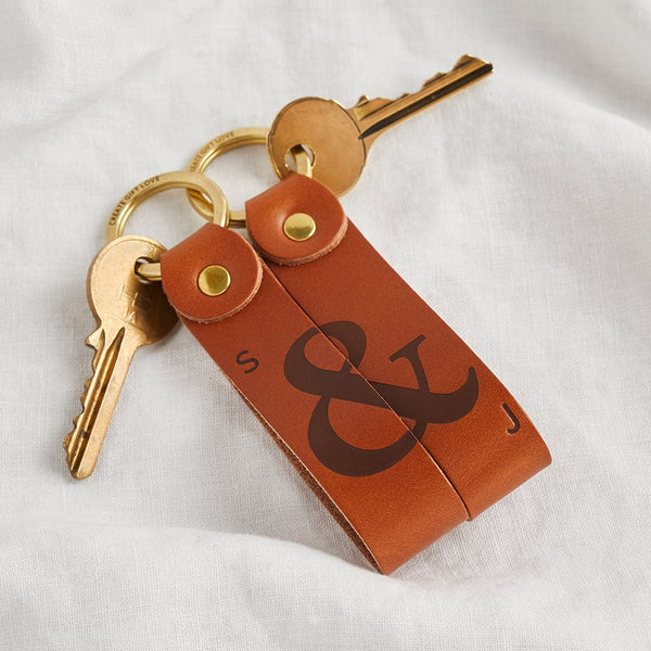 Personalised leather keyring set for couples - Create Gift Love