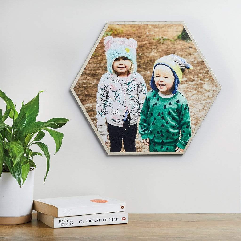 Personalised Photo Wood Small Hexagon Wall Art | Create Gift Love