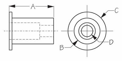 #10-32 Well Nut Threaded Insert - Schematic