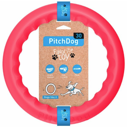 PitchDog Safe and Durable Fetch Ring for Dogs (Pink, 11 inches)