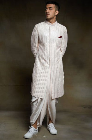 Dhoti with Embroidered Silk Kurta