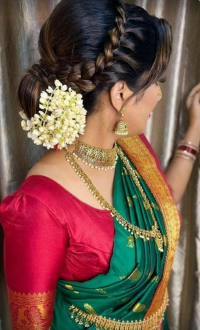 Download Hairstyles - Uokplrs Bun Hairstyle For Kanjivaram Saree,Silk Png -  free transparent png images - pngaaa.com