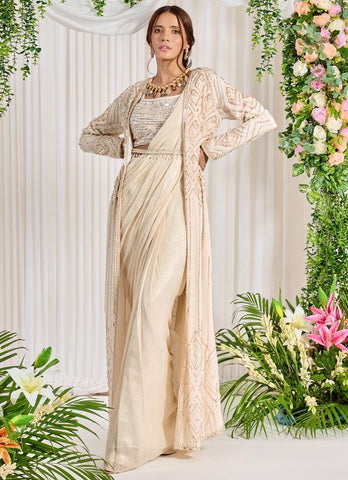 Saree Draping Style with Cape