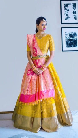 lehenga saree draping style
