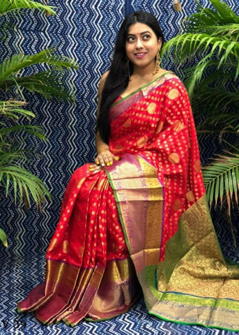 red and green saree