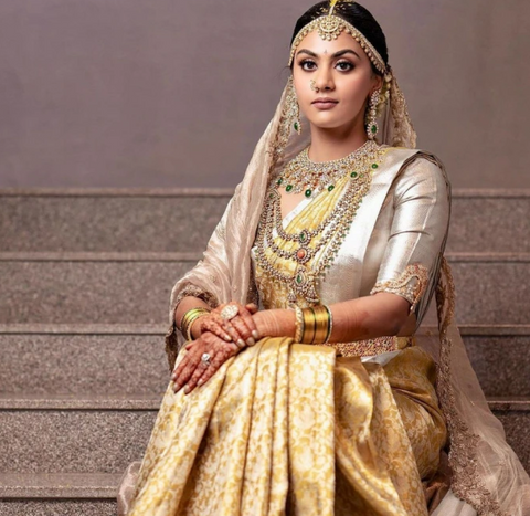 Indian Wedding Saree | Dark Green Pure Zari Kanjivaram Silk Saree