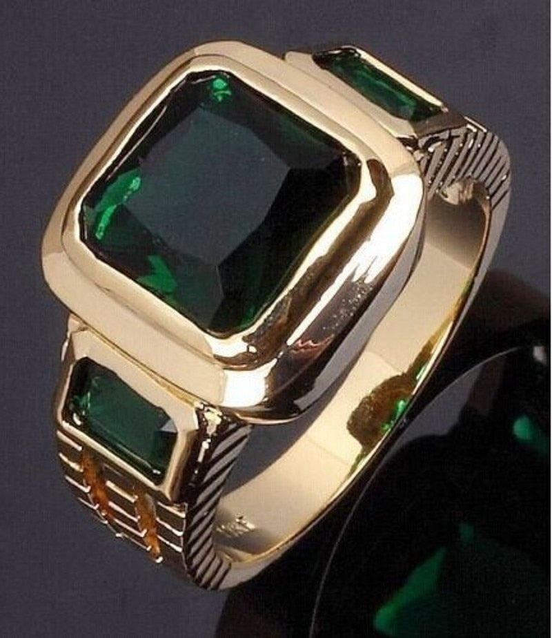 Green Gemstone Peaceful Statement Ring - Luxurious, Domineering