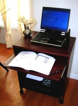 s2326-24" small computer desk with sliding keyboard shelf, mouse-tray and printer shelf