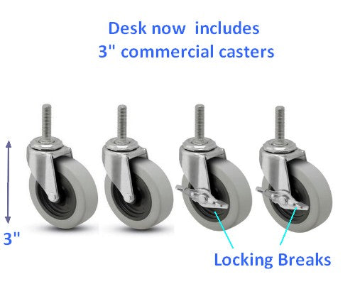 S2445Metal Stand-up desk with 3" casters commercial grade