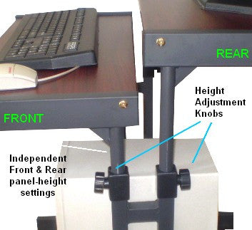 S3915 compact computer desk with adjustable height keyboard tray and bottom shelf