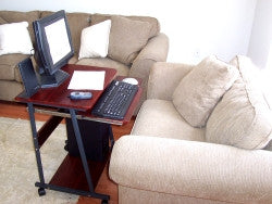 24" compact mobile computer desk with keyboard tray & mouse tray